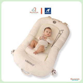 Đệm ngủ kết hợp gối chống trào ngược Veeou cho bé, gối nệm cho trẻ sơ sinh - Monnie Kids
