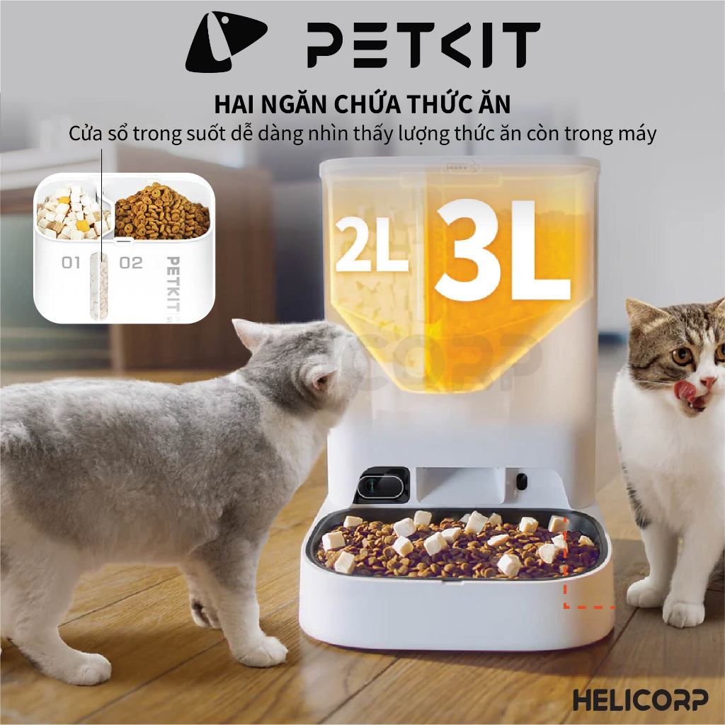 [Camera AI] Máy Cho Mèo Ăn Tự Động PETKIT YUMSHARE Smart Feeder with Camera BH 12 tháng - HeLiCorp