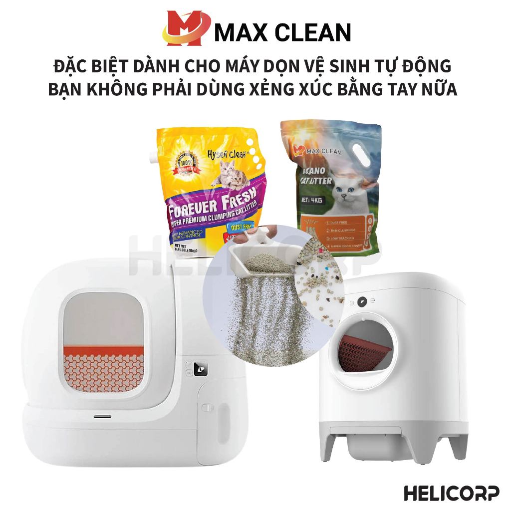 [Mua 2 giảm 4%] Cát Mèo, Cát Khoáng Vệ Sinh Cho Mèo Max Clean 4KG - HeLiCorp