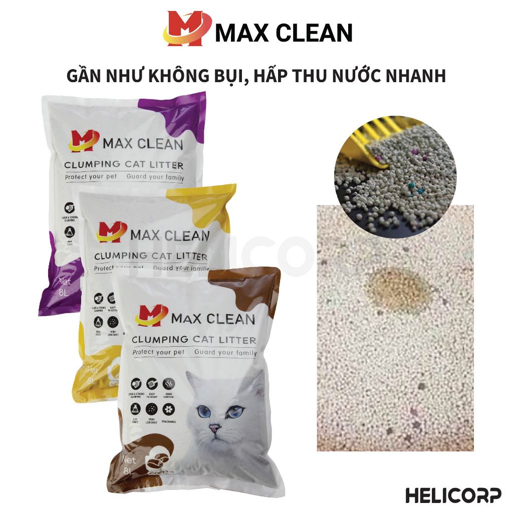 [Mua 2 giảm 4%] Cát Mèo, Cát Vệ Sinh Cho Mèo Hương LAVENDER 4KG Max Clean - HeLiCorp