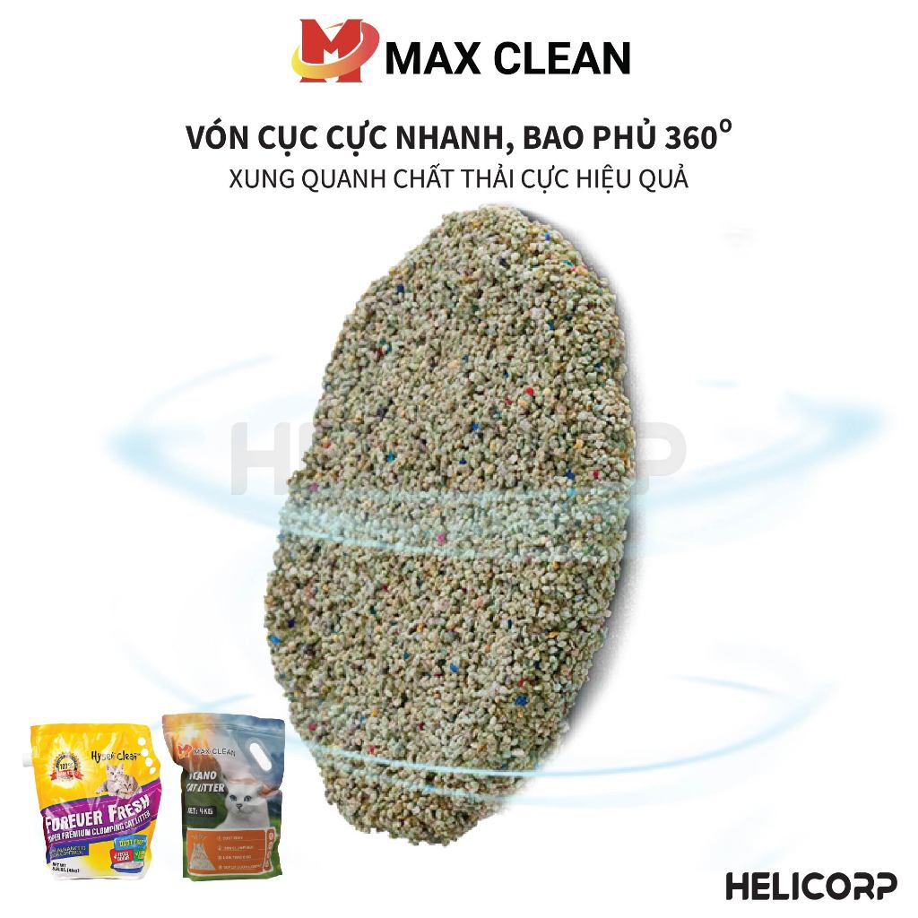 [Mua 2 giảm 4%] Cát Mèo, Cát Khoáng Vệ Sinh Cho Mèo Max Clean 4KG - HeLiCorp