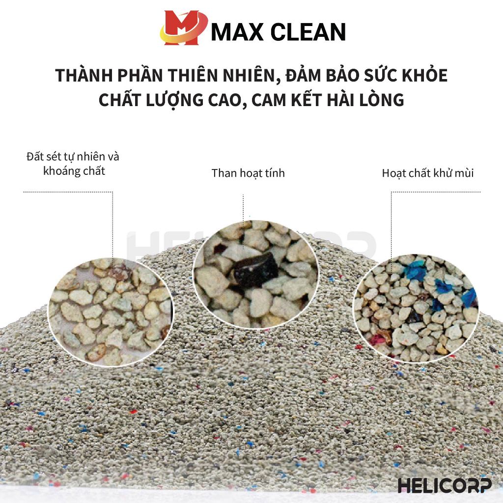 [Mua 2 giảm 4%] Cát Mèo, Cát Khoáng Vệ Sinh Cho Mèo Max Clean 4KG - HeLiCorp