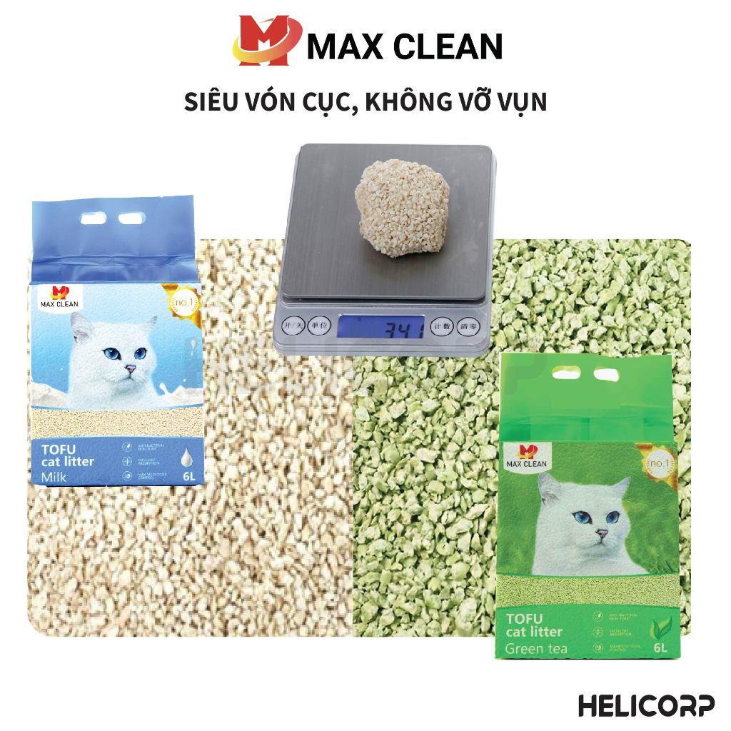 [Mua 2 giảm 4%] Cát Vệ Sinh Cho Mèo, Cát Mèo Đậu Nành Tofu Max Clean 2.5KG