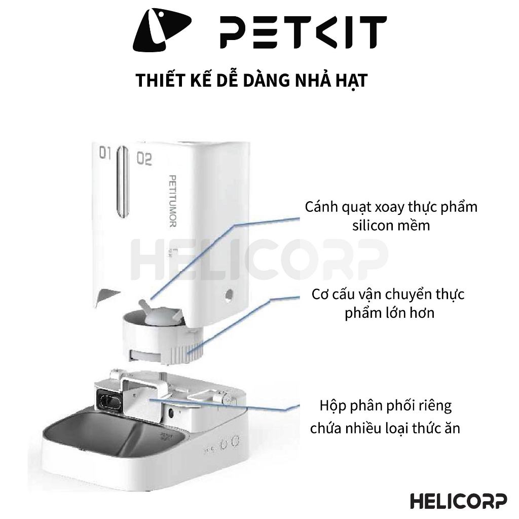 [Camera AI] Máy Cho Mèo Ăn Tự Động PETKIT YUMSHARE Smart Feeder with Camera BH 12 tháng - HeLiCorp