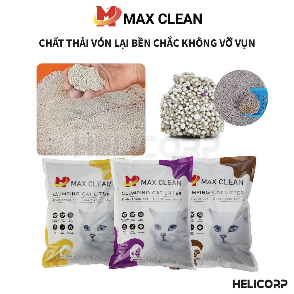 [Mua 2 giảm 4%] Cát Vệ Sinh Cho Mèo, Cát Mèo Max Clean 4Kg Đất Sét - HeLiCorp