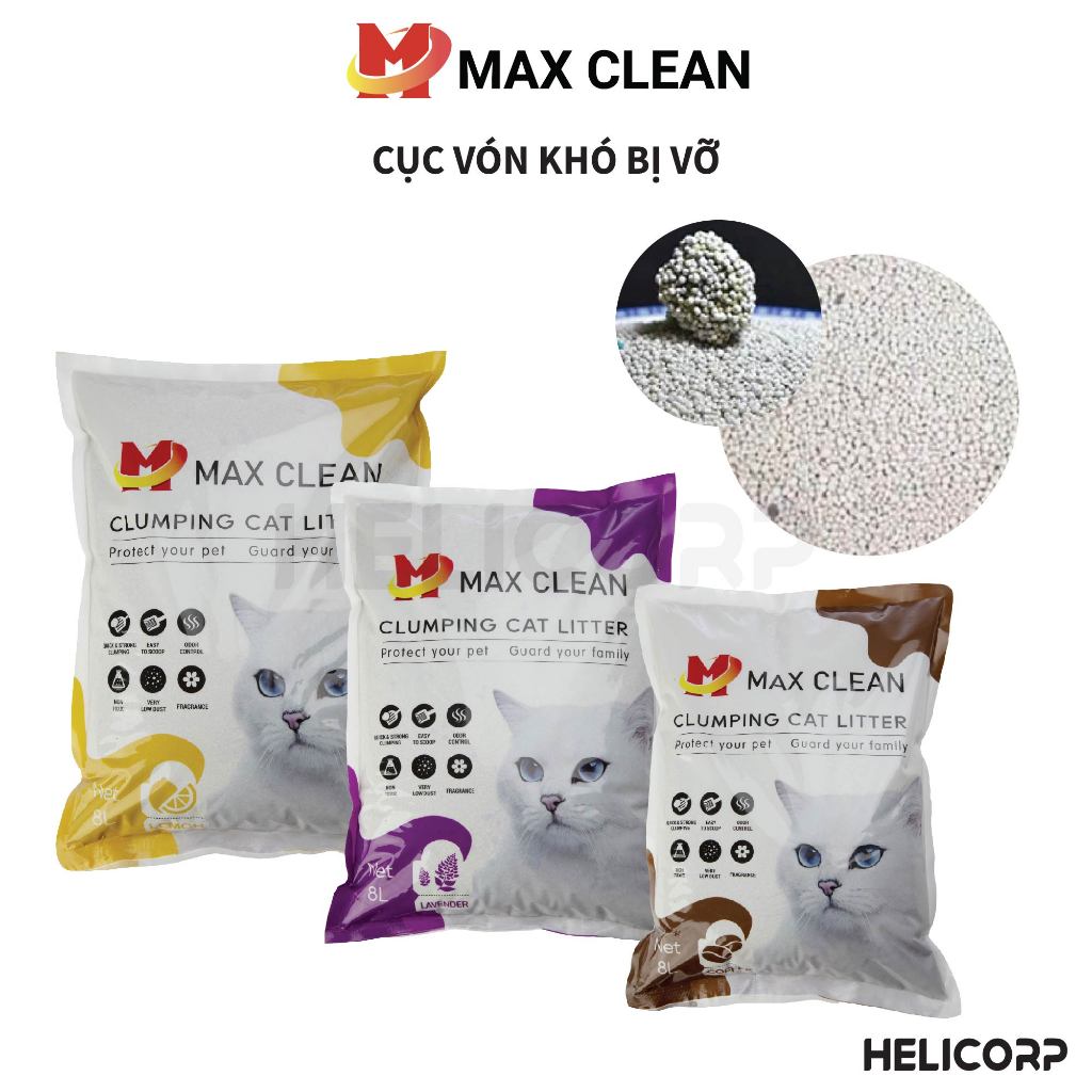 [Mua 2 giảm 4%] Cát Vệ Sinh Cho Mèo, Cát Mèo Max Clean 4Kg Đất Sét - HeLiCorp
