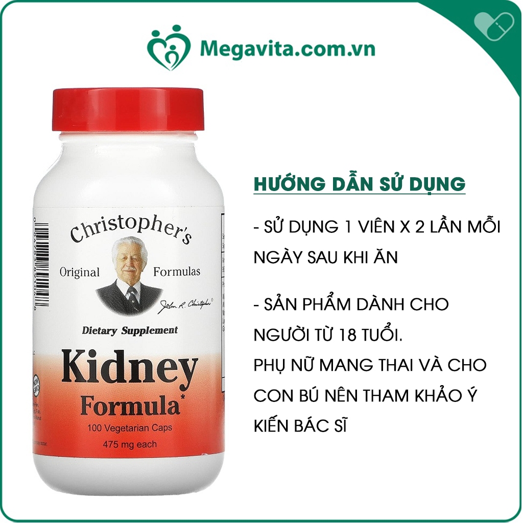 Viên Uống Bổ Thận Christopher's Original Formulas Kidney Formula 475mg 100 Viên