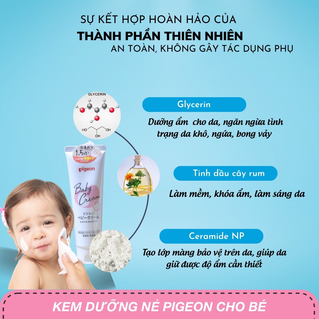 Kem dưỡng da Pigeon Nhật Bản 50g giúp dưỡng ẩm da, chống nẻ cho bé từ sơ sinh