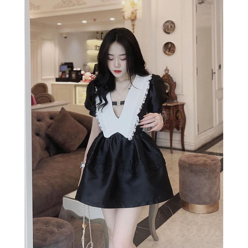 (VÁY CƯỚI DỰ TIỆC Váy trễ vai nhăn nổi sang chảnh (kèm ảnh thật, video)
