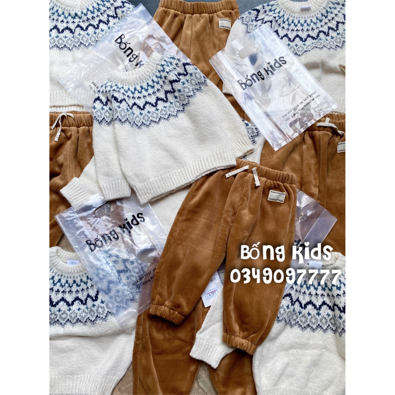 Áo Len & Quần Joggers Nhung Bé Trai ZR