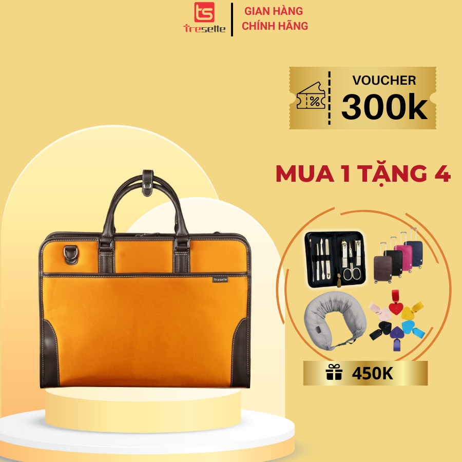 Túi xách Laptop dành cho nam và nữ Tresette cao cấp nhập khẩu Hàn Quốc TR-5C22 Gold Orange
