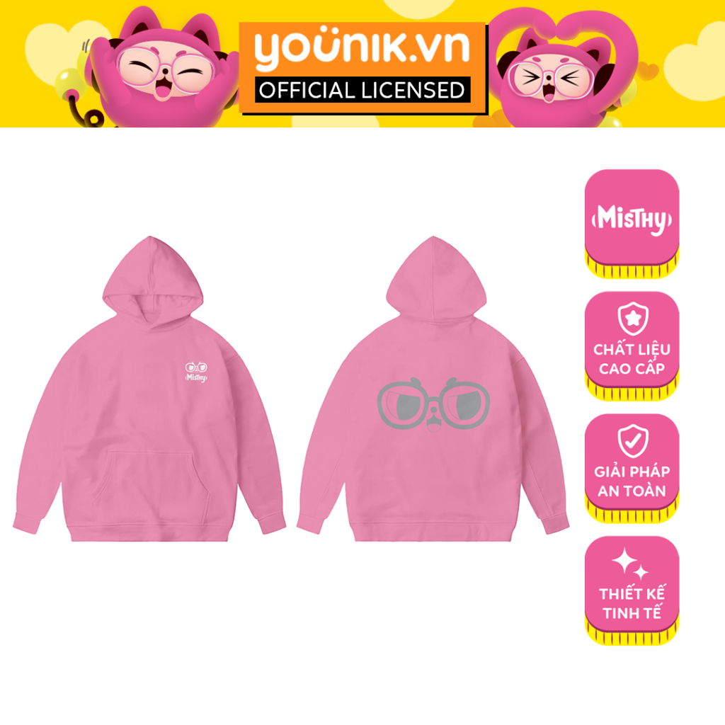 Áo Hoodie Younik Mihi Cute Glasses - Hồng M