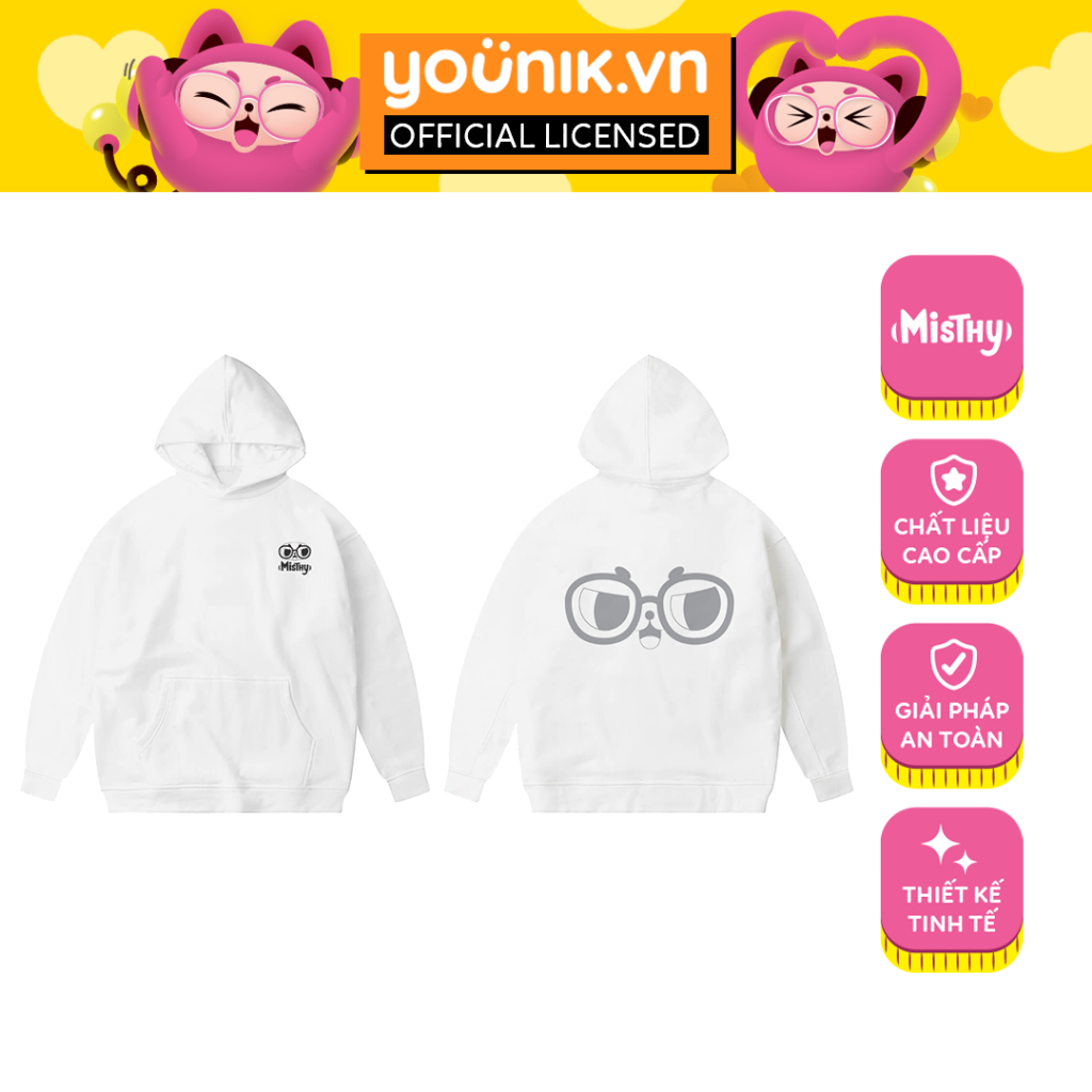 Áo Hoodie Younik Mihi Cute Glasses - Trắng L