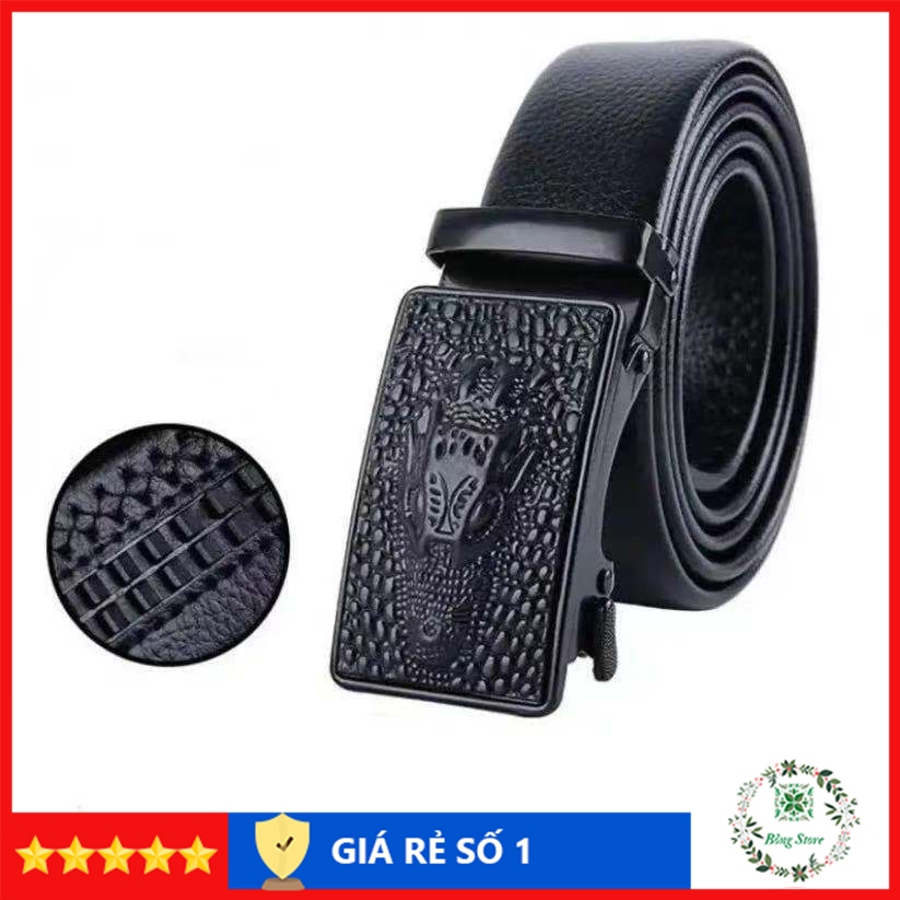 Thắt lưng nam hình cá sấu, dây nịt nam khóa tự động, dây lưng da mặt kim loại nguyên khối trẻ trung lịch lãm TLCS002