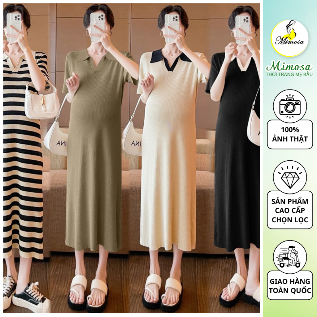 Váy Bầu Suông Chất Len Mongtoghi Thời Trang Sang Đẹp - Đầm Bầu Hàng QCCC Chuẩn Xịn [V02]