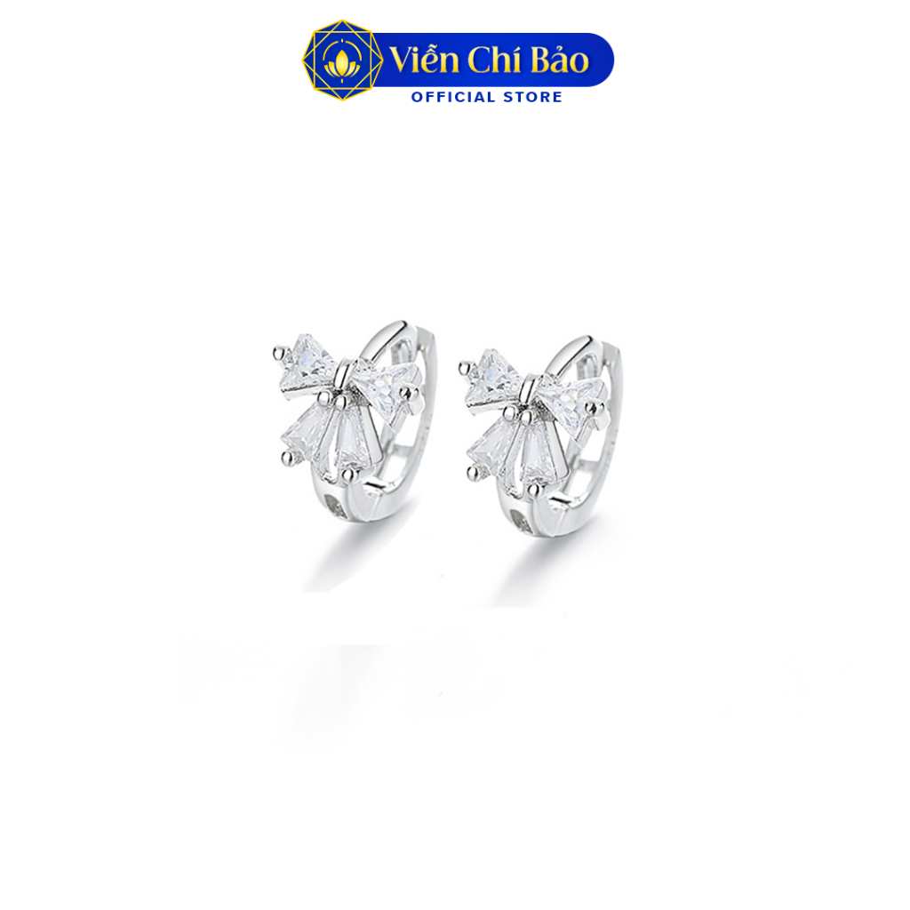 Bông tai bạc nữ hình nơ đính đá lấp lánh chất liệu bạc 925 thời trang phụ kiện trang sức nữ Viễn Chí Bảo B400431x