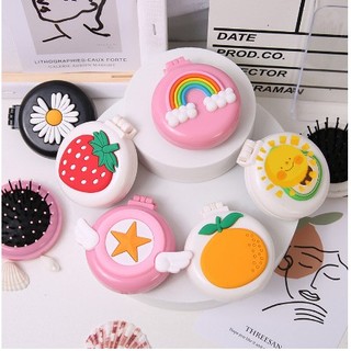 Gương mini kèm lược cầm tay gấp gọn dễ thương