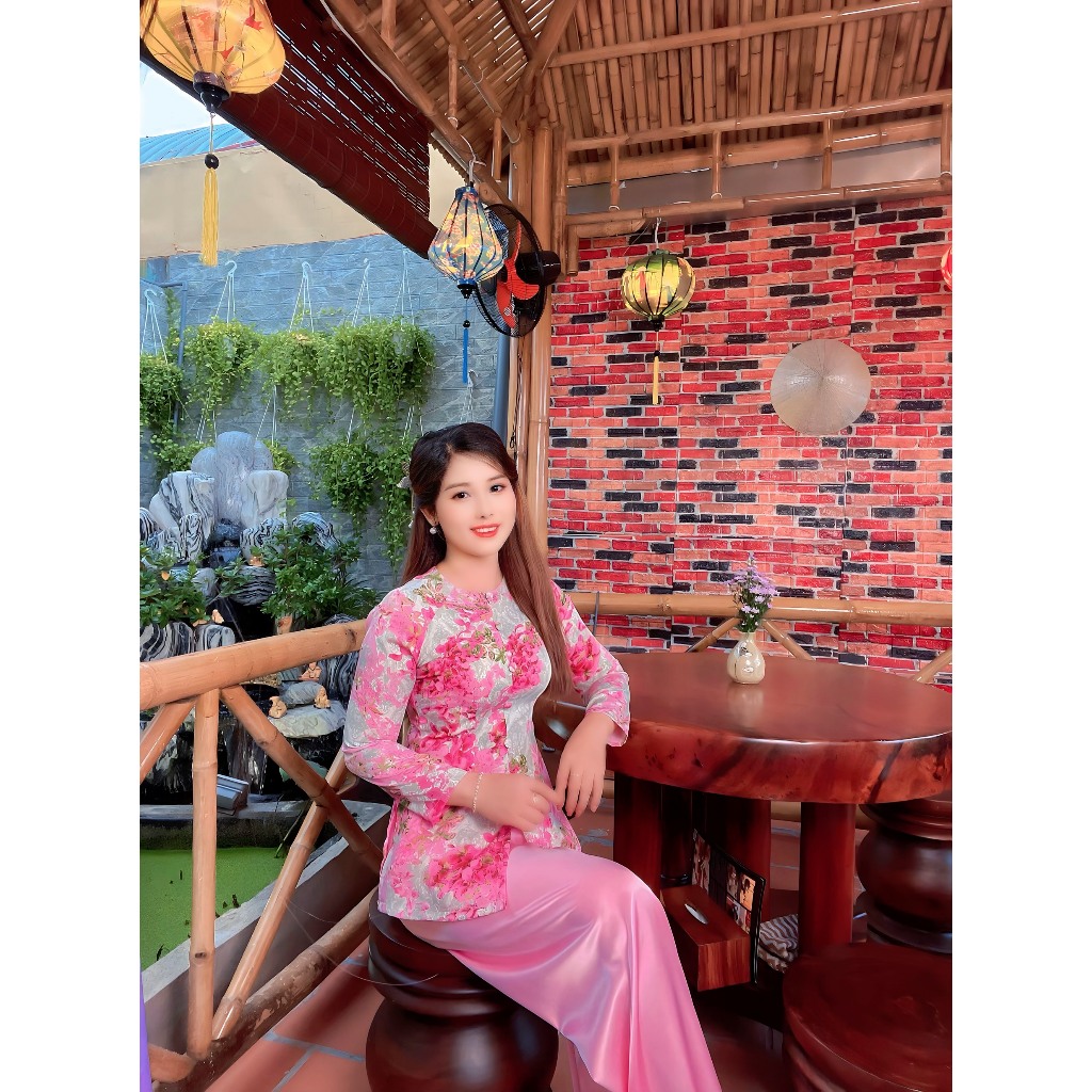 B.A81 - Bộ Bà Ba Hoa Bằng Lăng Tay Dài Dây Kéo Cổ Tròn - Hân Nguyễn Áo Bà Ba