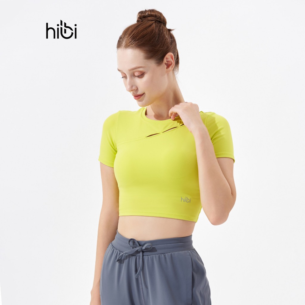 Áo Croptop Tập Yoga Gym Hibi Sports Cr826, Kiểu Phối Chéo, Kèm Mút Ngực