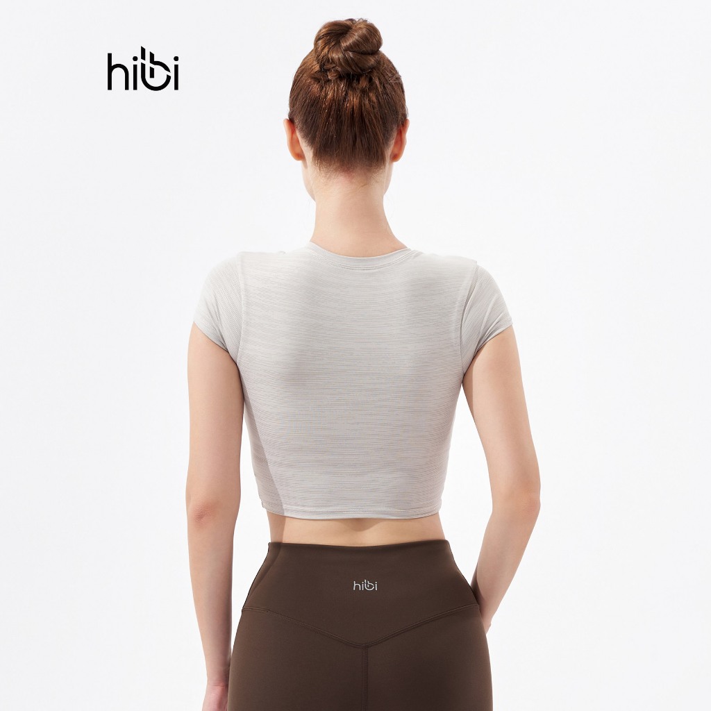 Áo croptop ngắn tay tập Yoga Gym Hibi Sports CR814, kiểu basic, kèm mút ngực