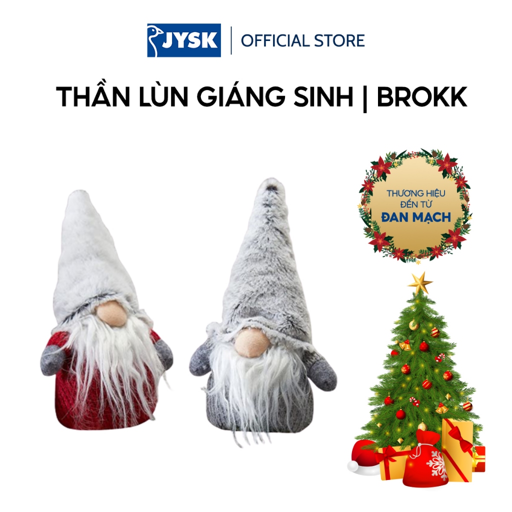 Thần lùn giáng sinh | JYSK Brokk | polyester/cát | xám/đỏ | R8xD11xC20cm