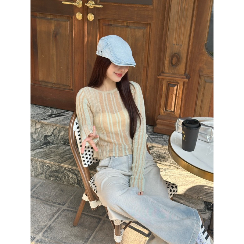 Hiin - Áo croptop len kẻ