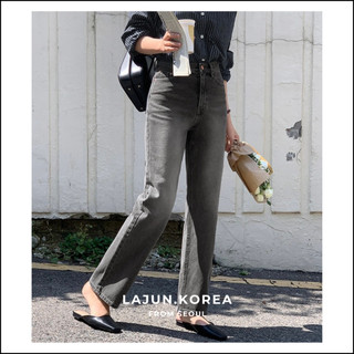 Quần jeans ống suông đen xám hàn quốc