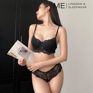  HOT DEAL T12  Set đồ lót ren gợi cảm đen CIARA có gọng nâng không mút dày dặn nâng nhẹ tênh cao cấp Me Melingerie 