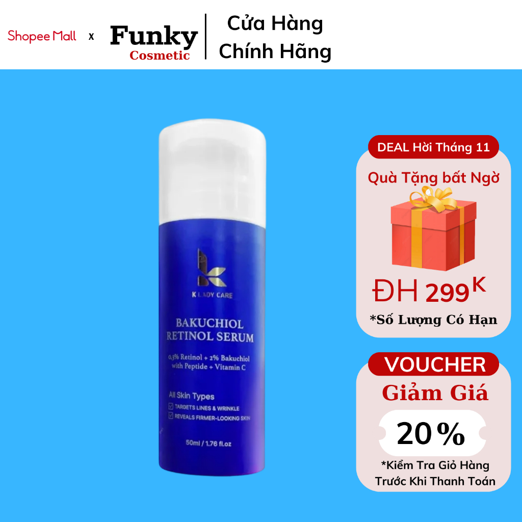 Serum retinol Bakuchiol 2% 50ml dưỡng trắng, chống lão hóa