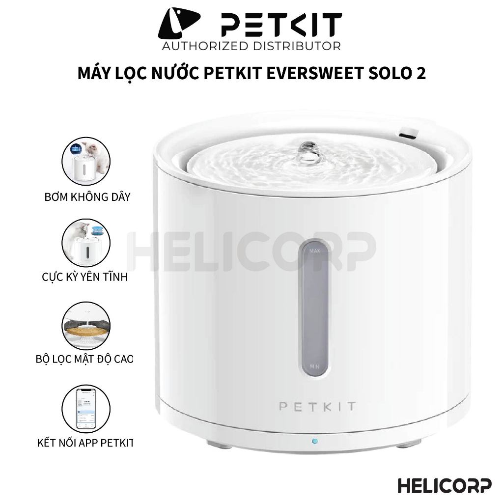 [Global Version] Máy Lọc Nước Cho Chó Mèo Bơm Không Dây PETKIT Solo 2 có điều khiển qua App - HeLiCorp