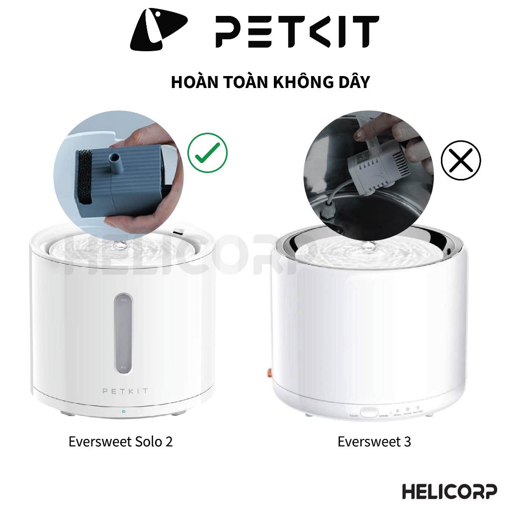 [Global Version] Máy Lọc Nước Cho Chó Mèo Bơm Không Dây PETKIT Solo 2 có điều khiển qua App - HeLiCorp