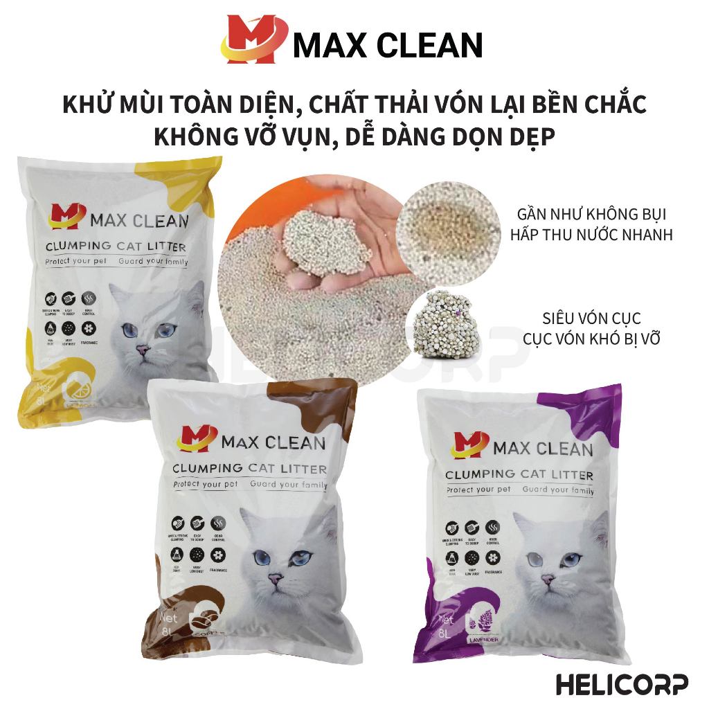 [Mua 2 giảm 4%] Cát Mèo, Cát Vệ Sinh Cho Mèo Max Clean - HeLiCorp