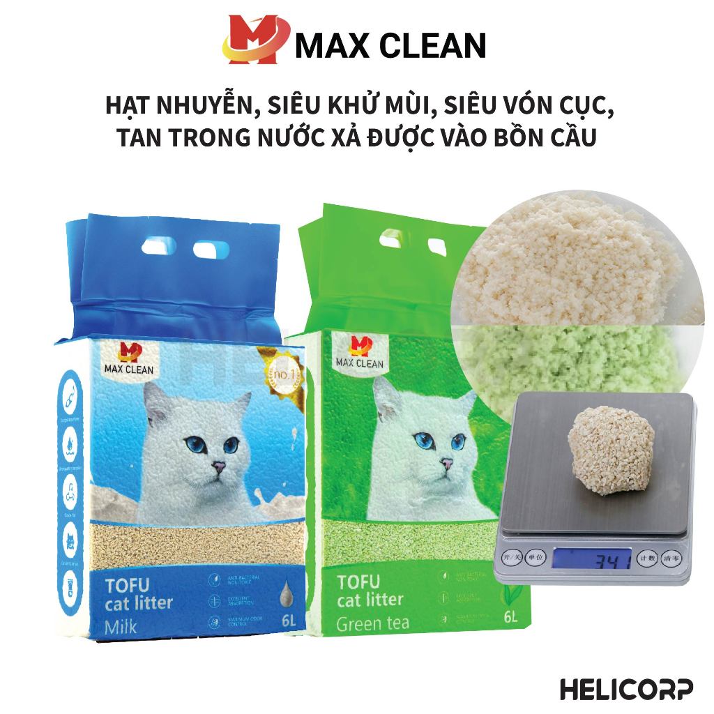 [Mua 2 giảm 4%] Cát Mèo, Cát Vệ Sinh Cho Mèo Max Clean - HeLiCorp