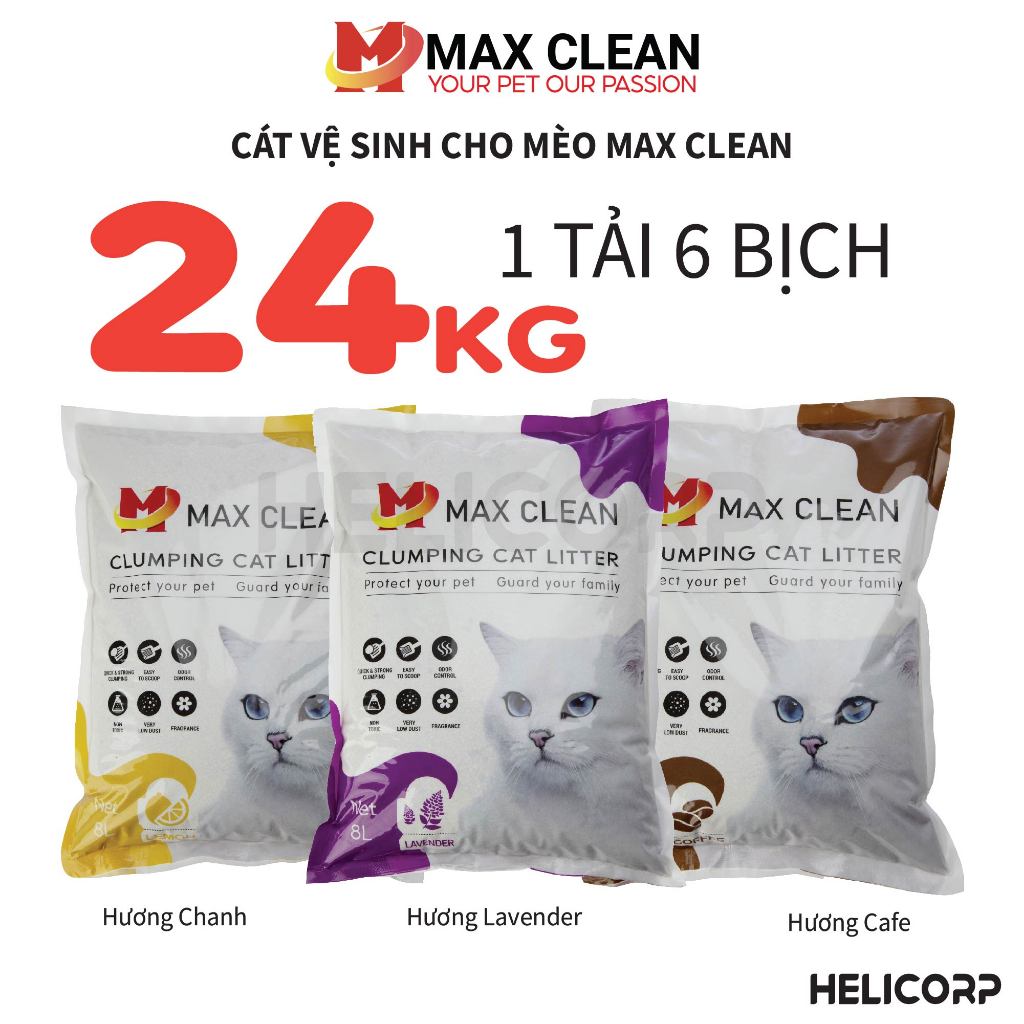  Cát Mèo Max Clean, Cát Vệ Sinh Cho Mèo Siêu Vón, Siêu Khử Mùi