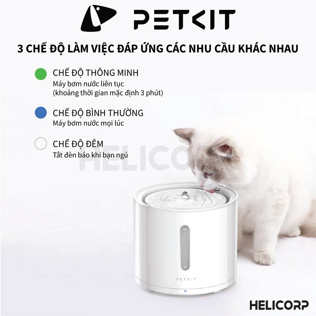 [Global Version] Máy Lọc Nước Cho Chó Mèo Bơm Không Dây PETKIT Solo 2 có điều khiển qua App - HeLiCorp