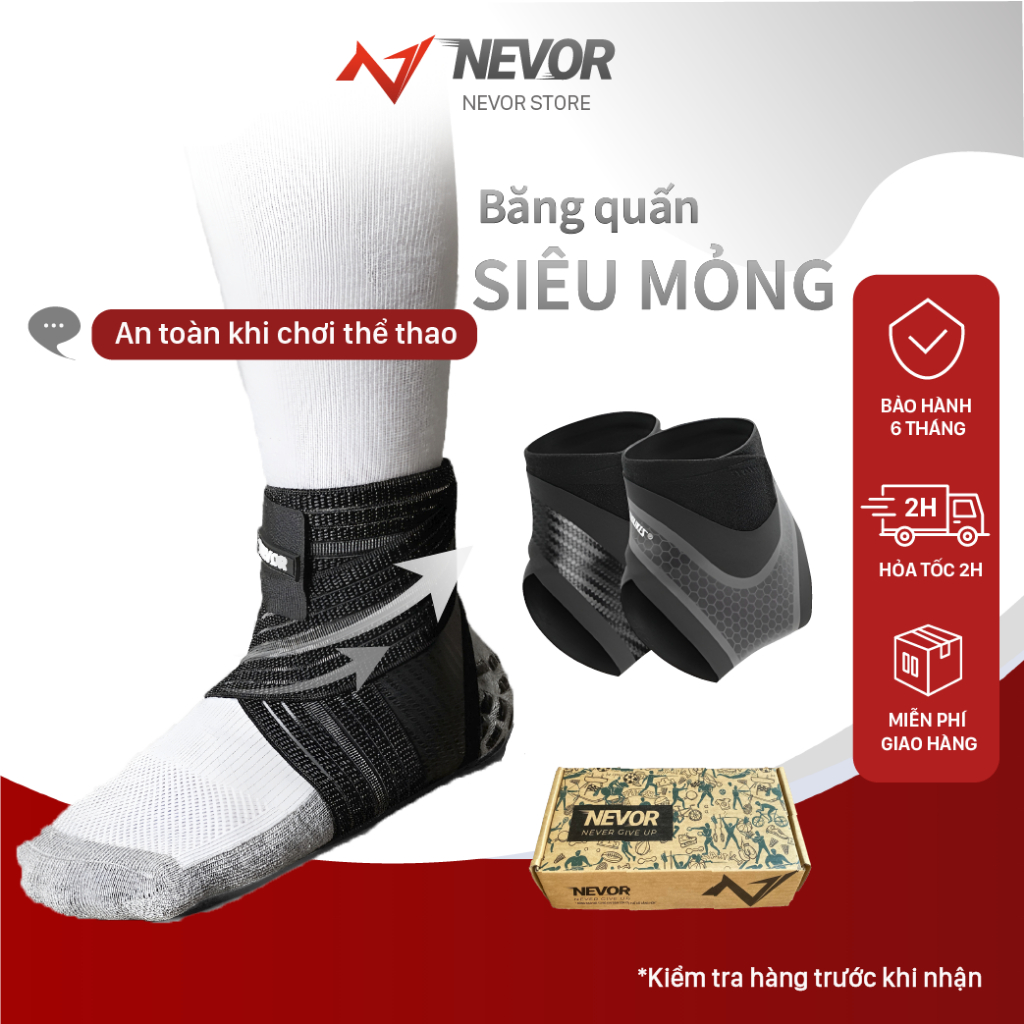 Băng cổ chân, băng quấn mắt cá Nevor, băng bảo vệ cổ chân siêu mỏng khi chơi thể thao, đá bóng BQCC04