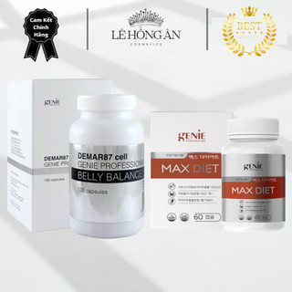 Bộ Combo Viên Uống Giảm Cân Genie No Gym Healthy Diet 60 viên, Viên Uống Hủy Mỡ Bụng Genie Demar87 130 Viên