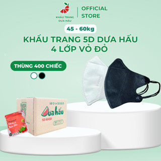 Thùng 400 Chiếc Khẩu Trang 5D Dưa hấu Vỏ Đỏ 4 Lớp (45 - 60kg) - 2 Màu Trắng Đen