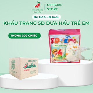 Thùng 200c Khẩu trang 5D Trẻ em Dưa Hấu (3-8 tuổi)