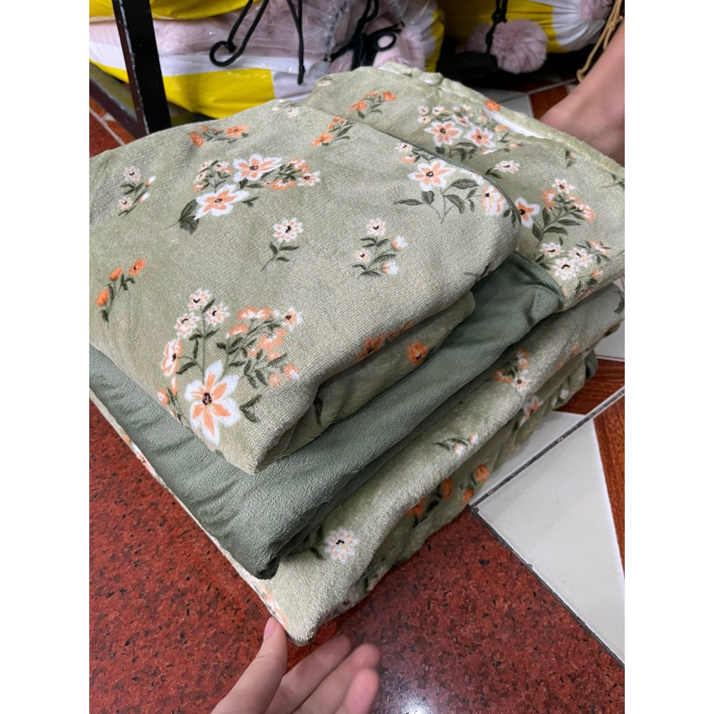 Bộ Chăn Ga Gối 4 Món Nỉ Mịn Họa Tiết Hoa Vintage Đón Thu Đông. Hàng Nhập Khẩu