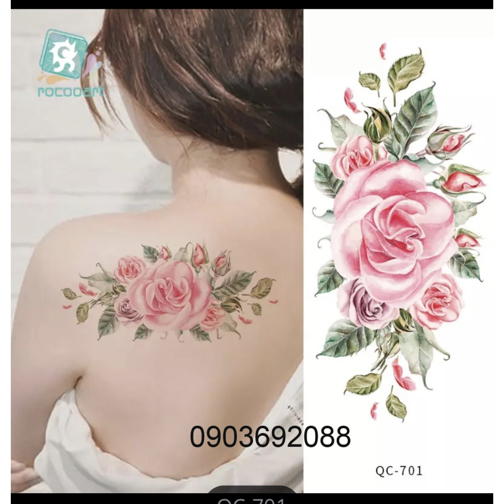 Tattoo Flower HCM, Hình Xăm Dán 10x19cm nhiều mẫu, Sticker Tattoo tạm thời Ivy Store