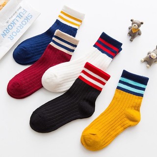 Set 5 đôi Tất cho bé sắc màu kẻ sọc ngang thể thao phối đồ cho bé