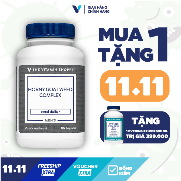 Viên uống tăng cường sinh lý nam giới THE VITAMIN SHOPPE Horny Goat Weed Complex 60 viên