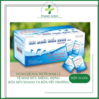 Gói muối biển xanh tinh khiết, hộp 20 gói - vệ sinh mũi họng, miệng, rửa vét thương