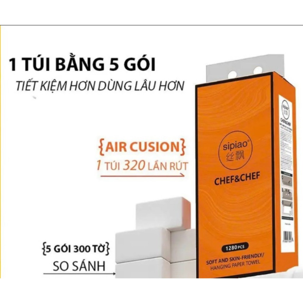Túi giấy nội địa Trung, giấy vệ sinh treo tường 1 thùng 4 túi