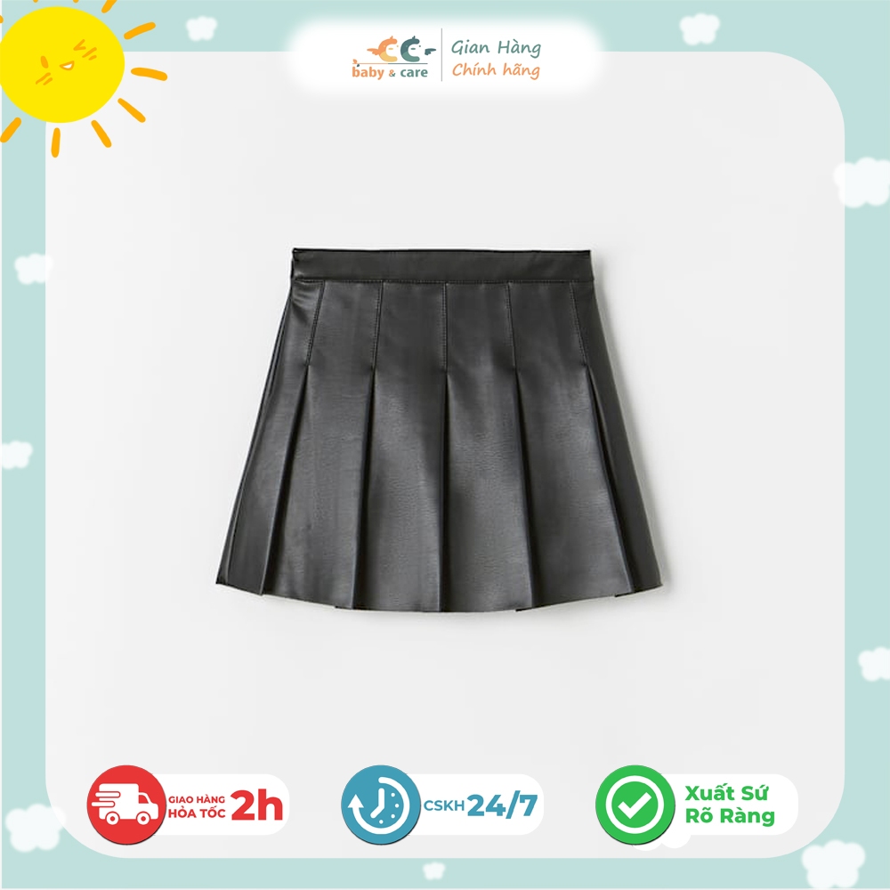 Chân váy da - ra màu đen dễ phối đồ cho bé gái