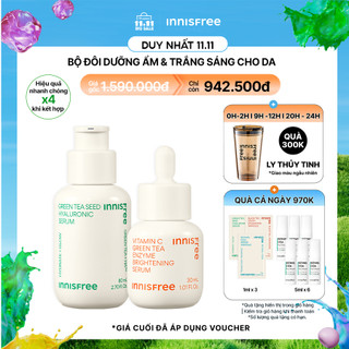 Hannah Olala x INNISFREE x Bộ đôi Tinh chất INNISFREE GreenTea Seed Hyaluronic 80mL và Vitamin C Green Tea Enzyme 30ml