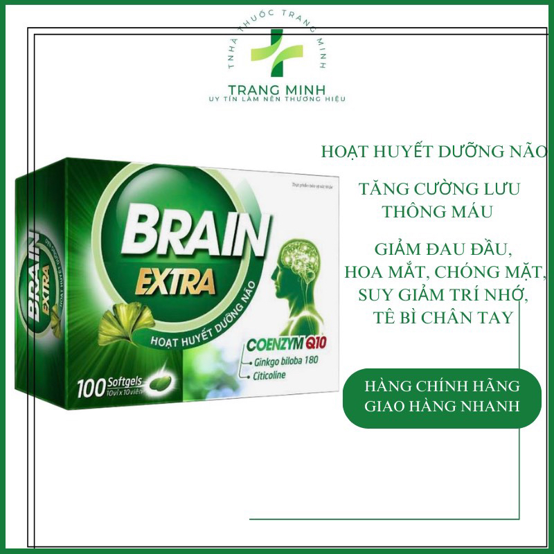 BRAIN EXTRA hoạt huyết dưỡng não - Tăng cường lưu thông máu, giảm hoa mắt, chóng mặt, đau đầu, mất ngủ