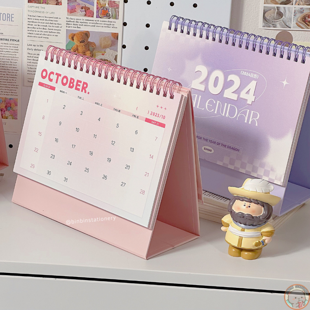 Lịch bàn 2024 phong cách Romantic không tiếng Trung, từ 10/2023 - 12/2024  CL42024