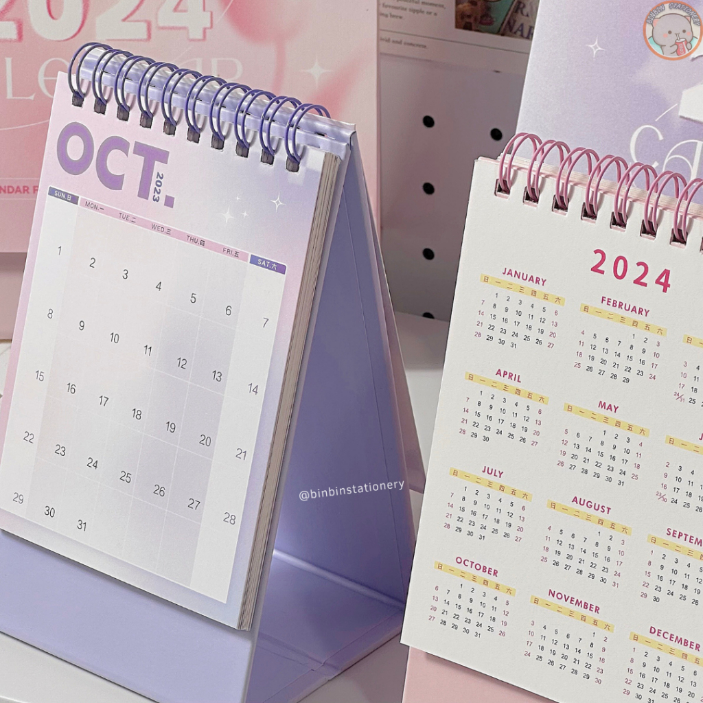 Lịch bàn 2024 phong cách Romantic không tiếng Trung, từ 10/2023 - 12/2024  CL42024